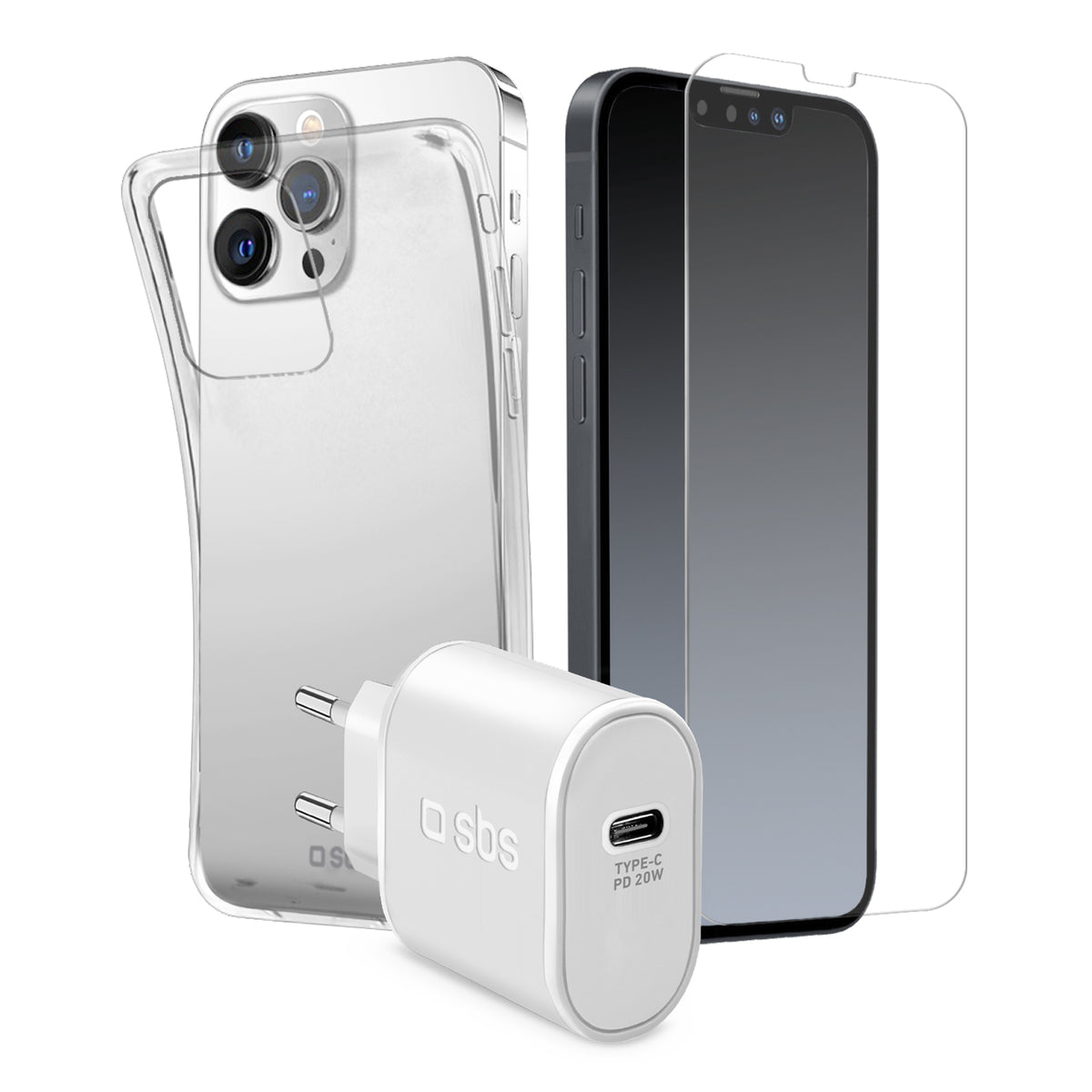 Kit mit Ladegerät, Hülle und Bildschirm-Schutzfolie für iphone 13 Pro