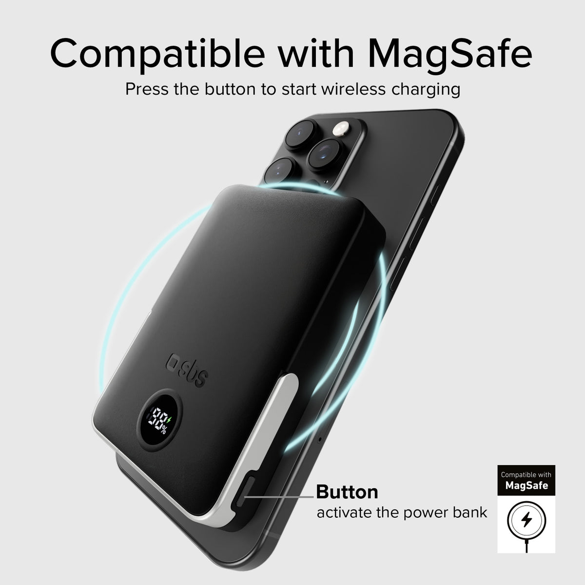 Wireless Power Bank 10,000 mAh with Stand and LCD