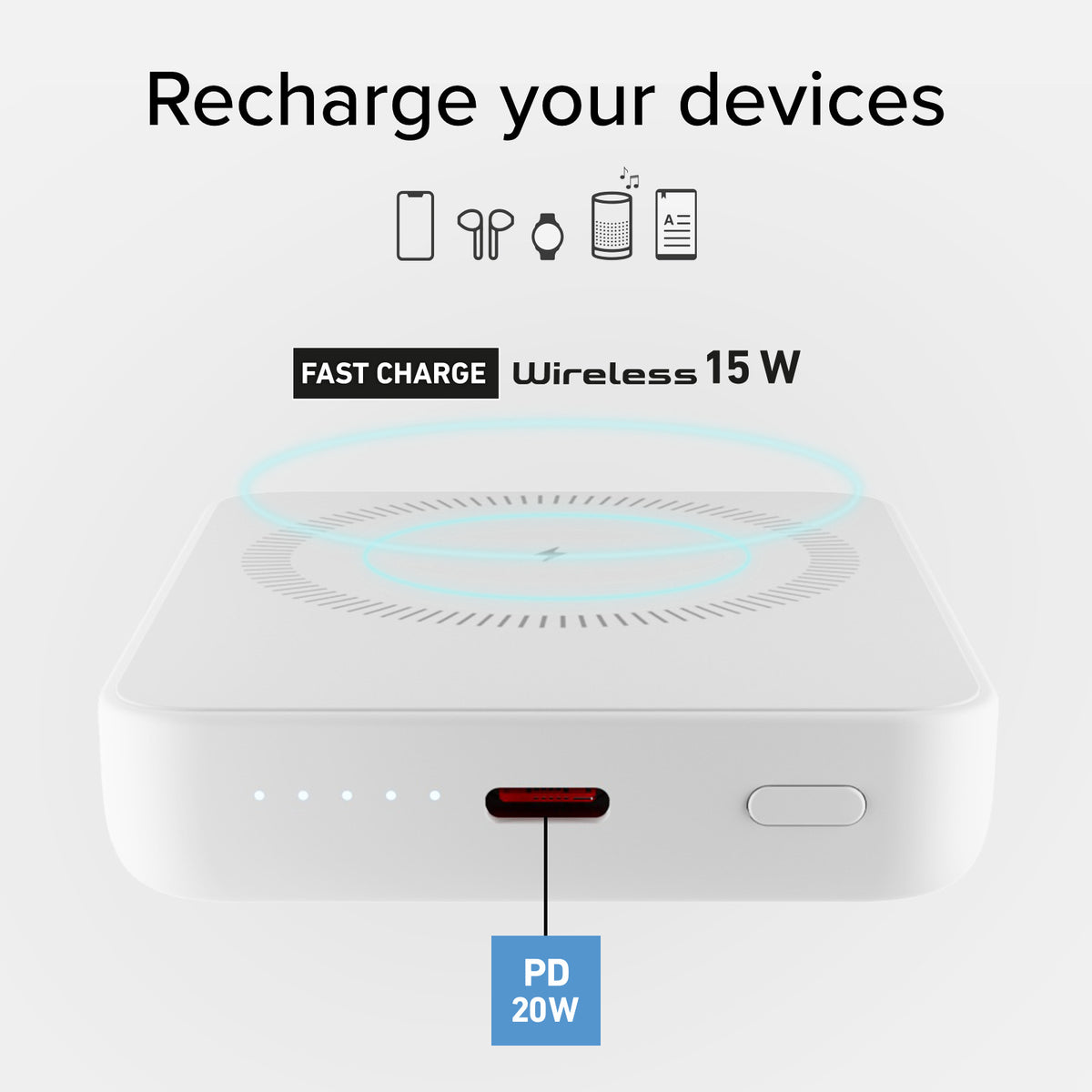 Ultrakompakte kabellose Powerbank mit 5000 mAh
