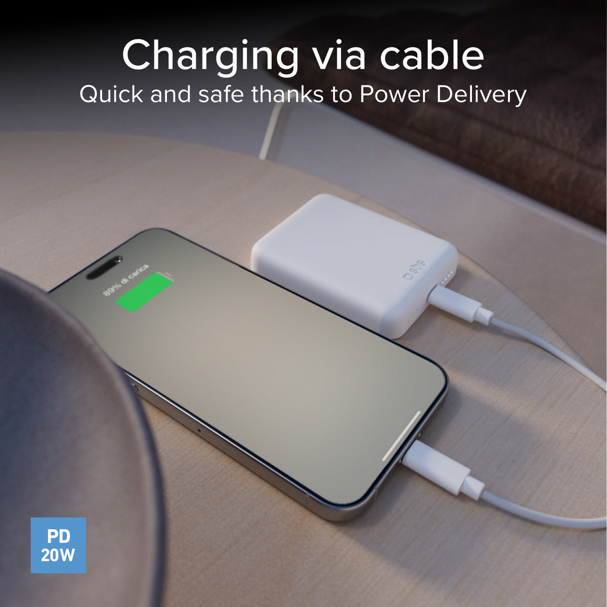 Ultrakompakte kabellose Powerbank mit 5000 mAh