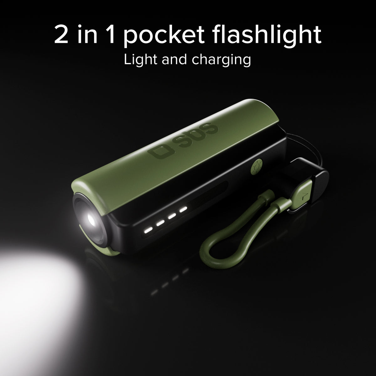 Kompakte 5000mAh Powerbank mit LED-Taschenlampe, 10W USB-C Anschluss, USB-C Kabel inklusive, ideal für Outdoor und Camping