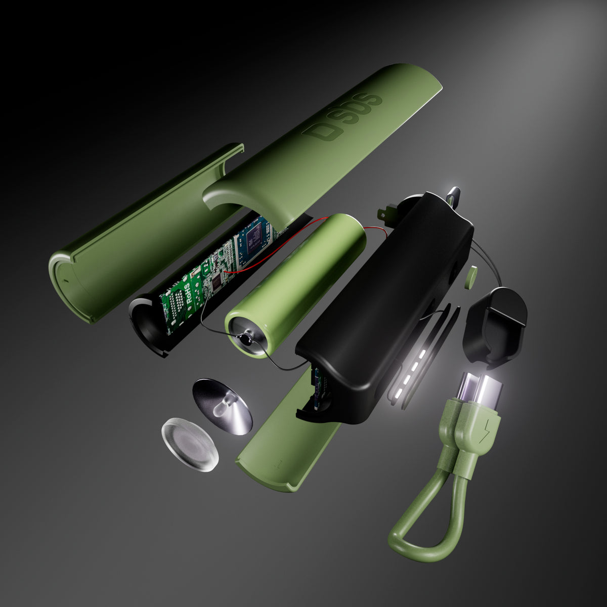 Kompakte 5000mAh Powerbank mit LED-Taschenlampe, 10W USB-C Anschluss, USB-C Kabel inklusive, ideal für Outdoor und Camping