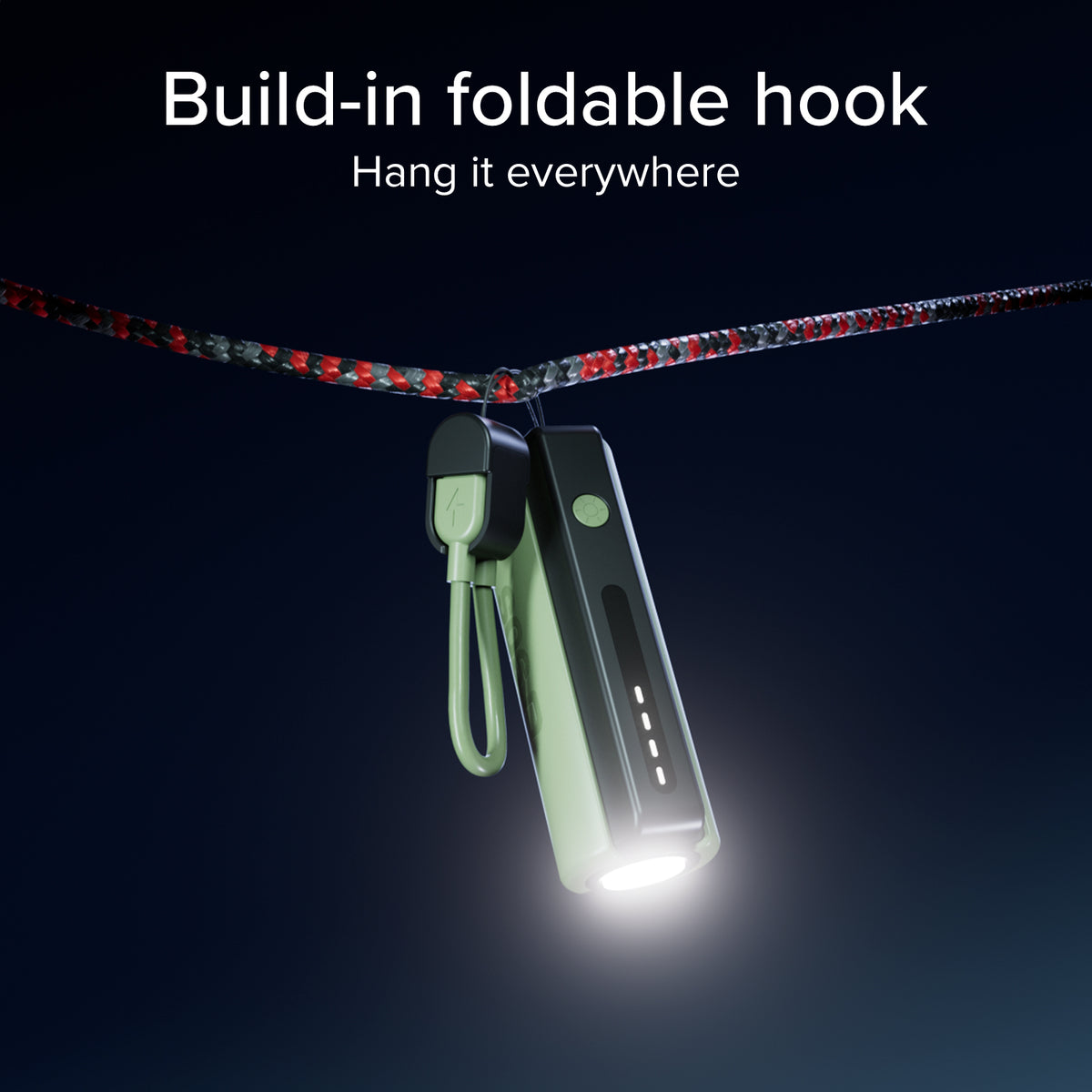 Kompakte 5000mAh Powerbank mit LED-Taschenlampe, 10W USB-C Anschluss, USB-C Kabel inklusive, ideal für Outdoor und Camping