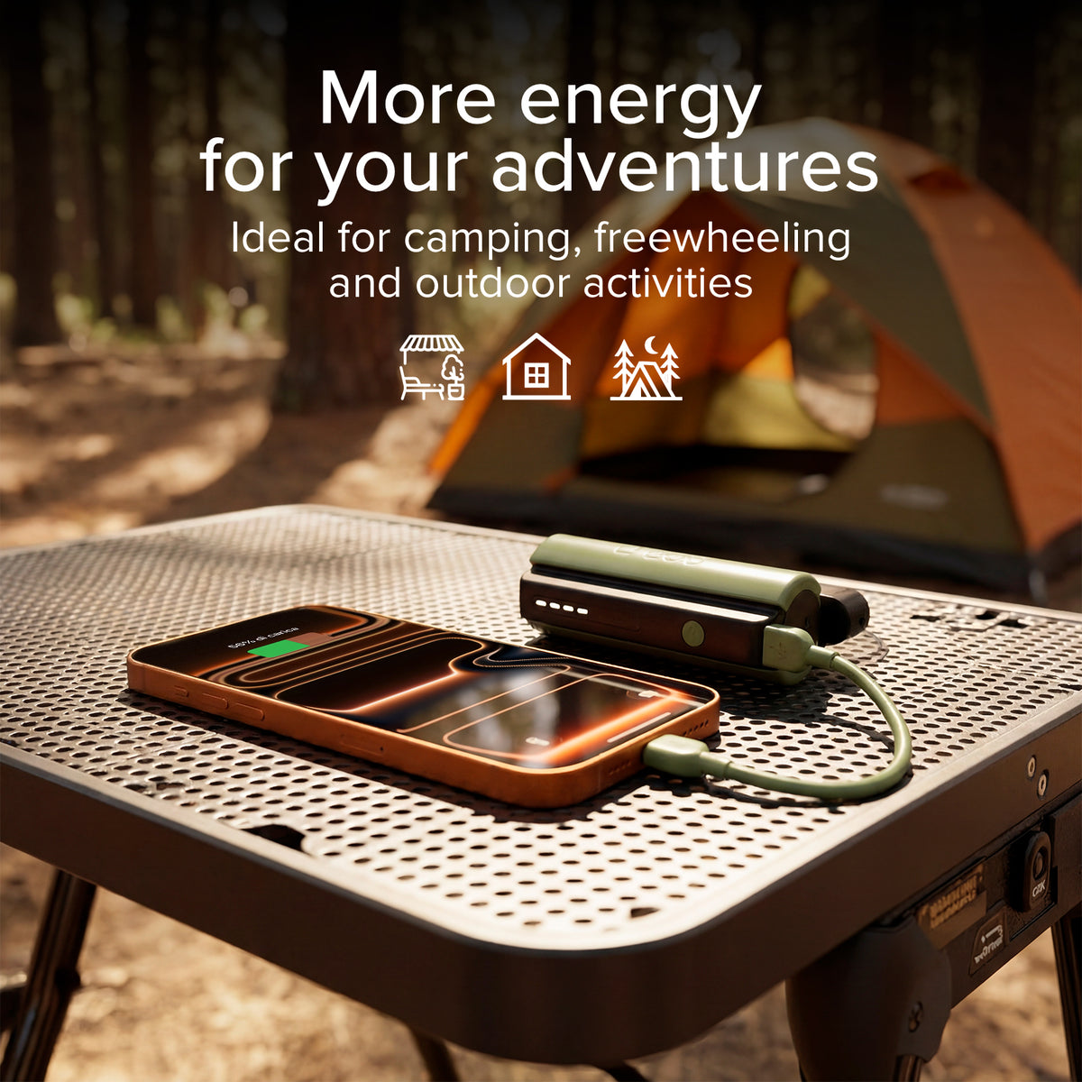Kompakte 5000mAh Powerbank mit LED-Taschenlampe, 10W USB-C Anschluss, USB-C Kabel inklusive, ideal für Outdoor und Camping