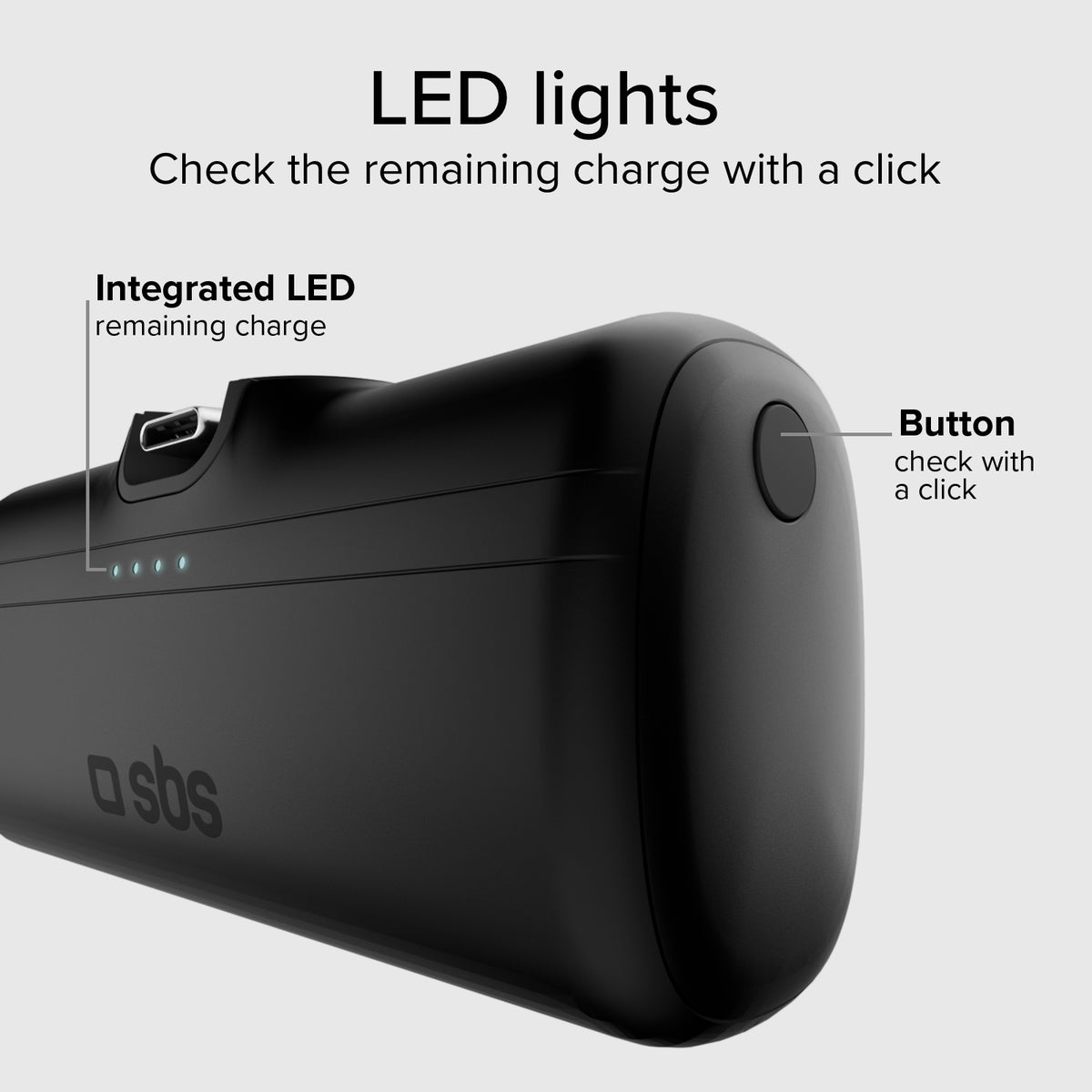 5000 mAh powerbank with stand function and integrated cable