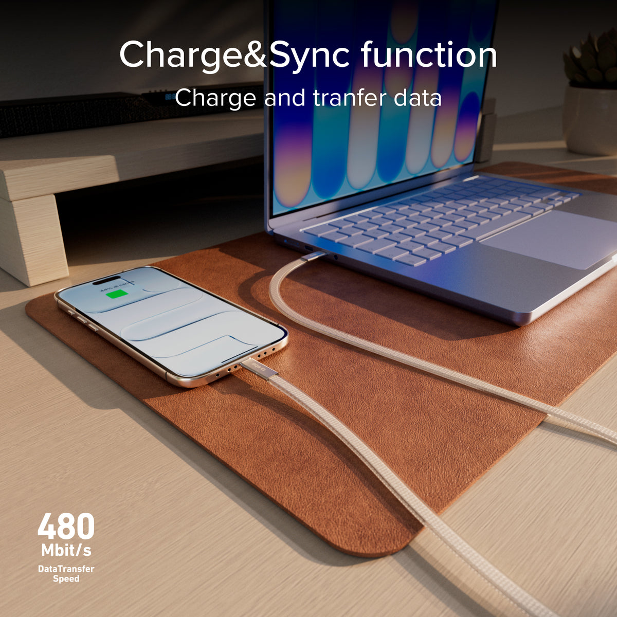 Schlankes Lade- und Datenkabel mit USB-C-2.0-Steckern, 1m