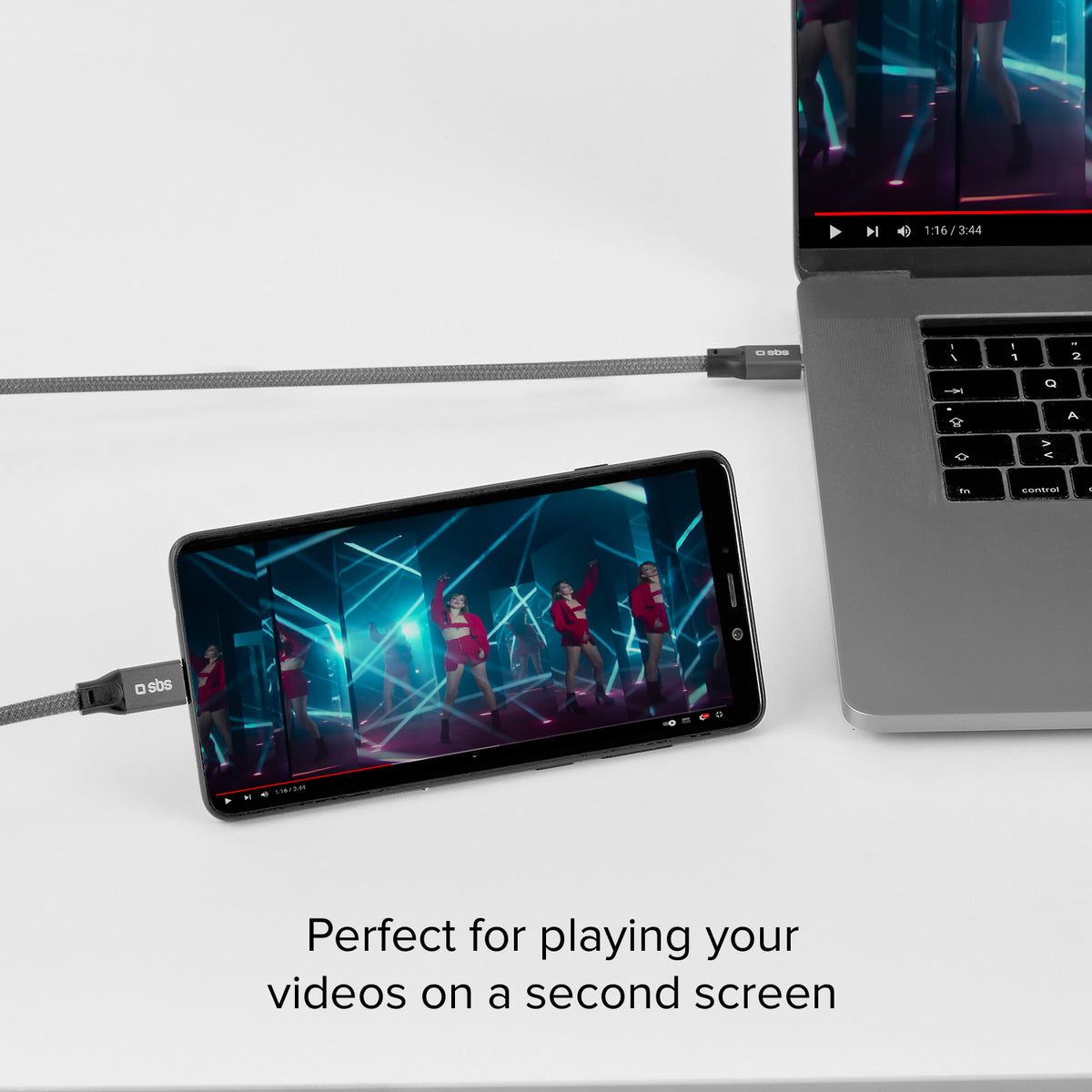 Cable de carga y datos USB-C - USB-C 240 W con reproducción de video