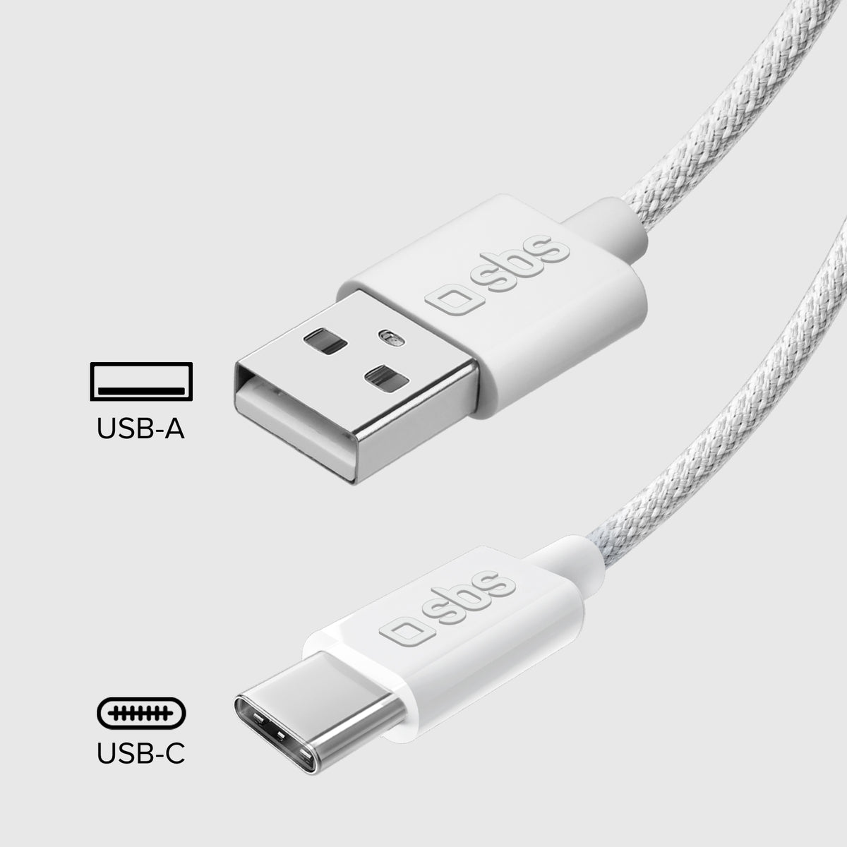 USB-A - USB-C-Textilkabel mit Kabelhalter, 1,5 Meter