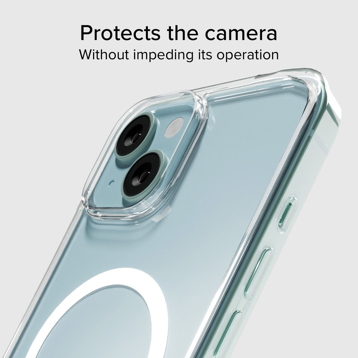 Rigid transparent case compatible with MagSafe charging for iPhone 15
