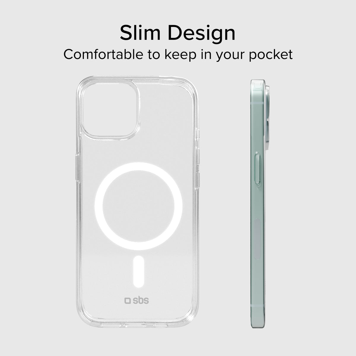 Rigid transparent case compatible with MagSafe charging for iPhone 15