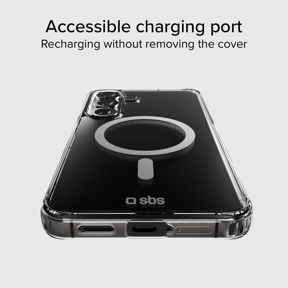 Transparente, feste Hülle, kompatibel mit magnetischer, kabelloser Aufladung für Samsung Galaxy S25+