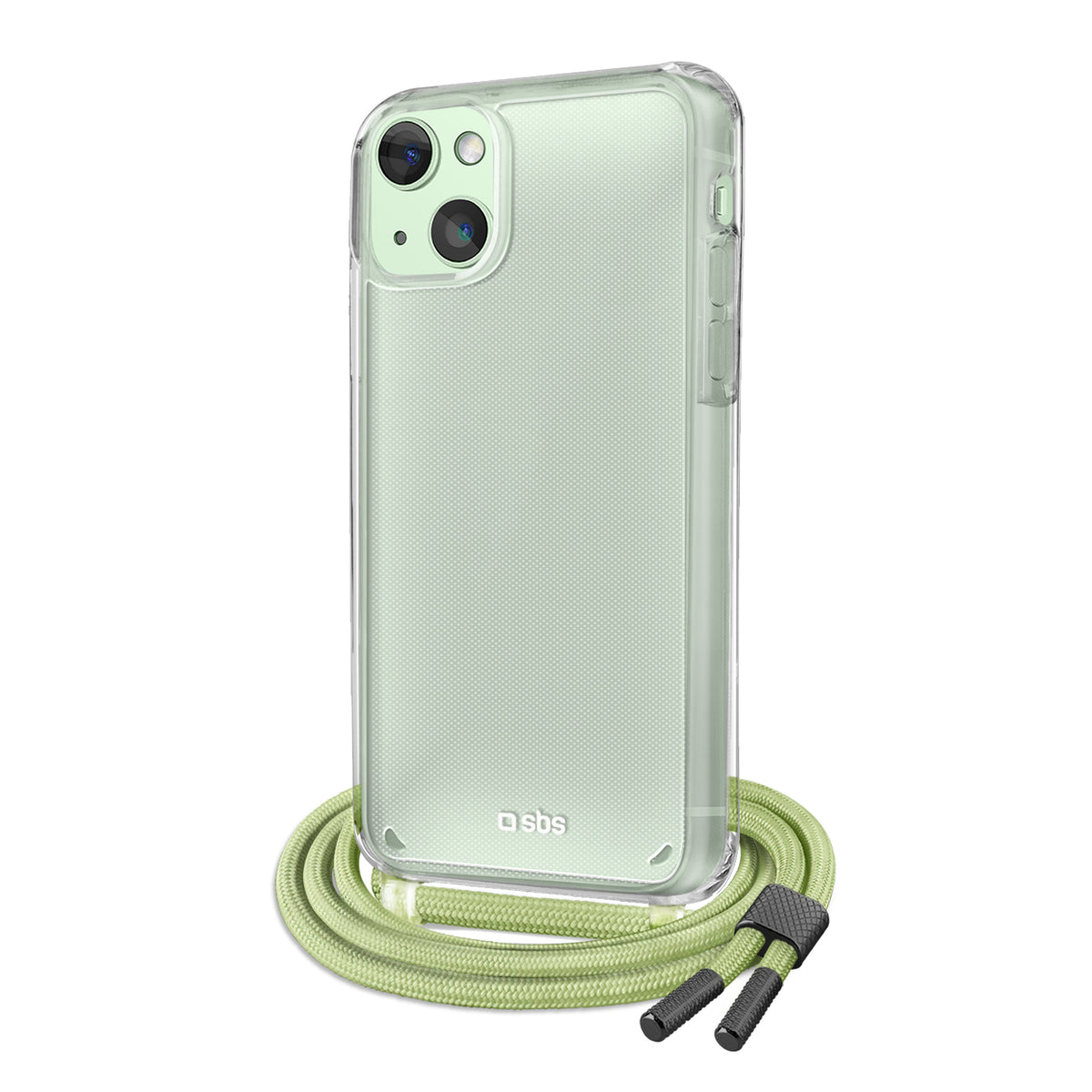 Transparente Hülle mit farbigem Umhängeband für das iPhone 13