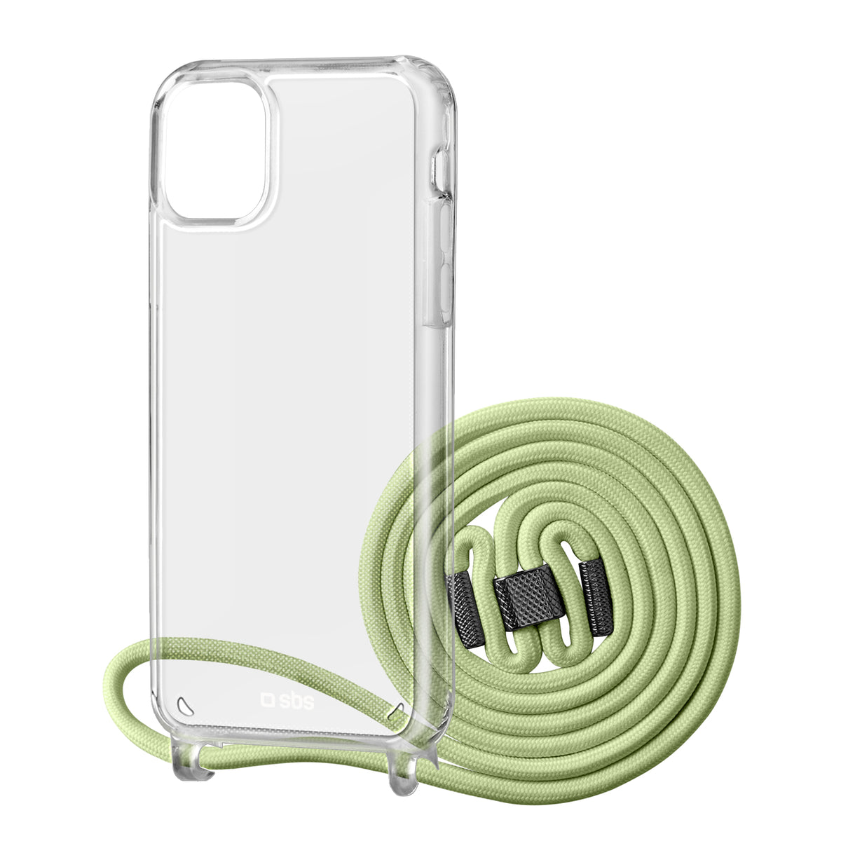 Transparente Hülle mit farbigem Umhängeband für das iPhone 13