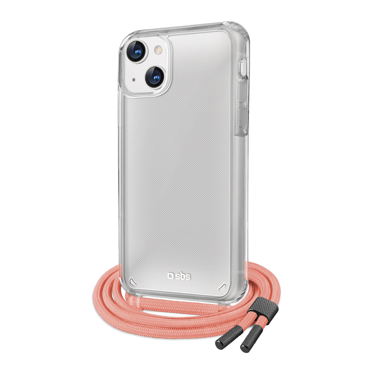Transparente Hülle mit farbigem Umhängeband für das iPhone 13