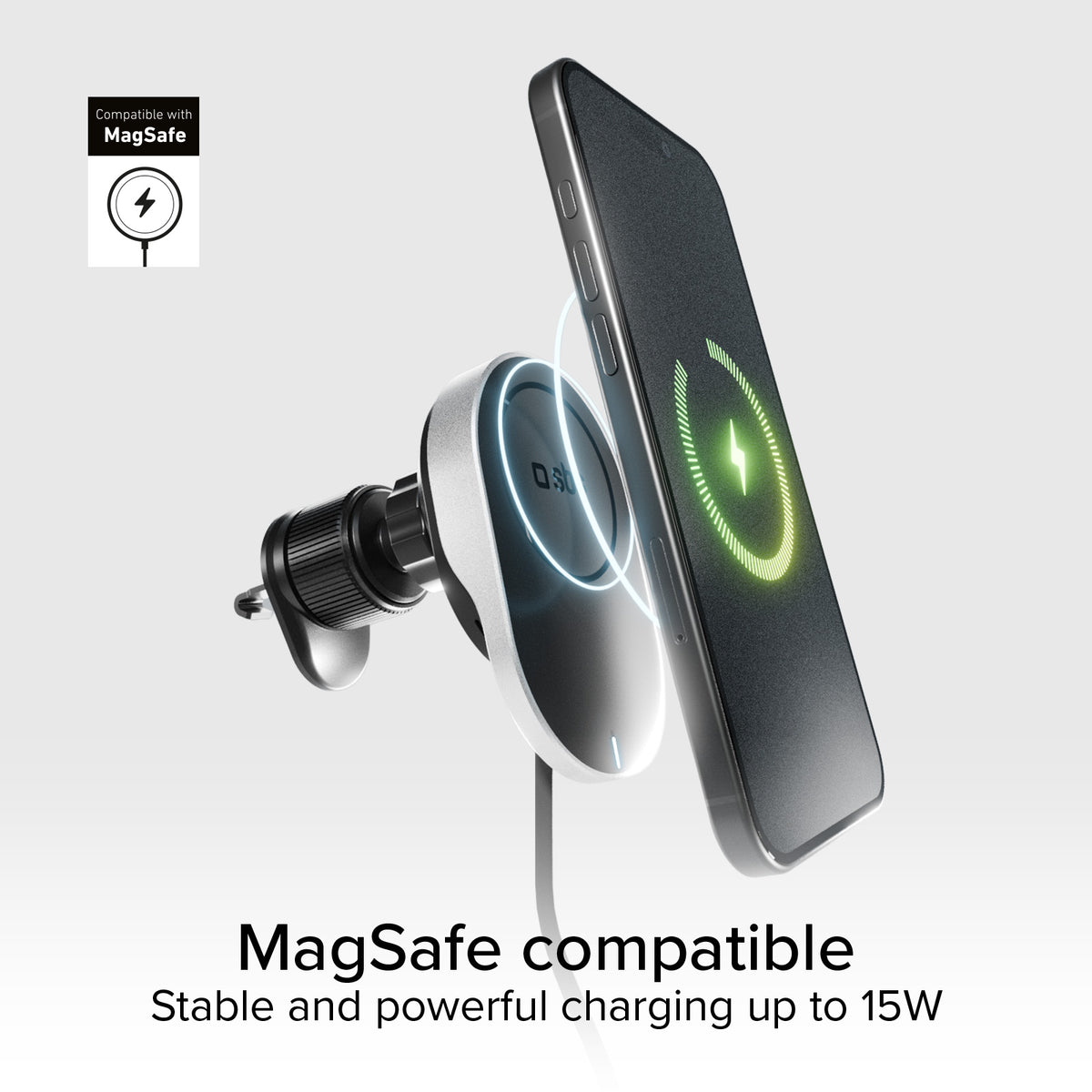 The MagSafe-compatible car phone holder with retractable cable and wireless charger