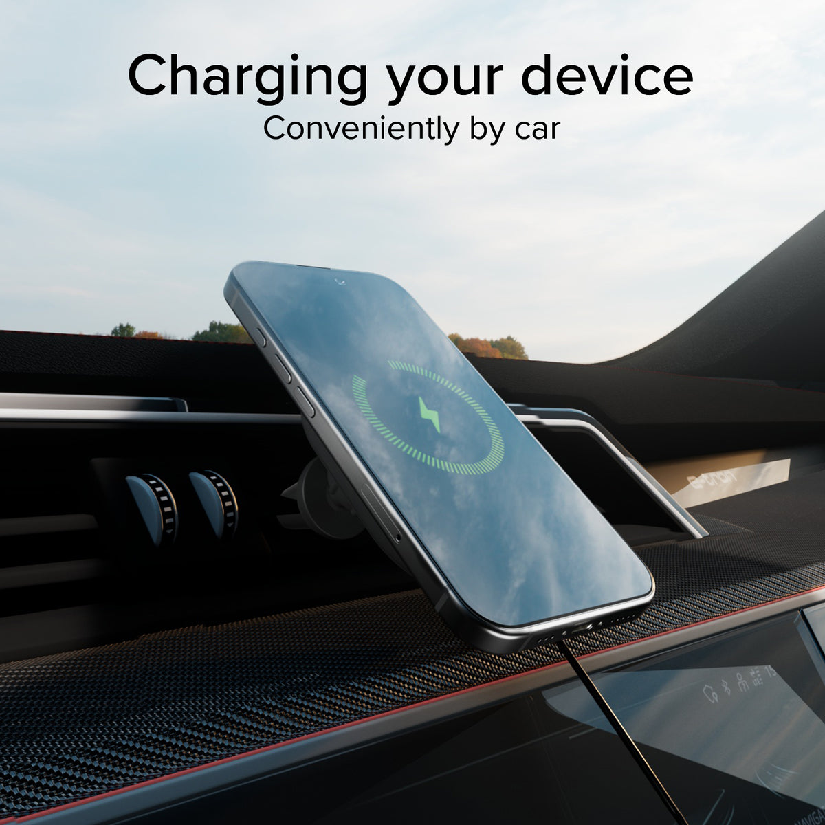 Soporte para automóvil para iPhones compatible con carga MagSafe