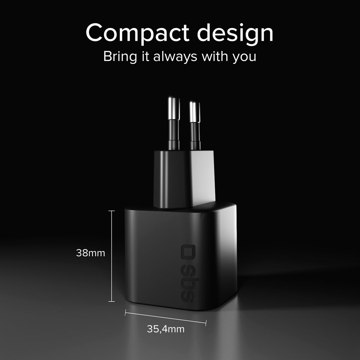 Caricatore da muro USB-C 20W GaN PD 3.0 mini size per smartphone e tablet