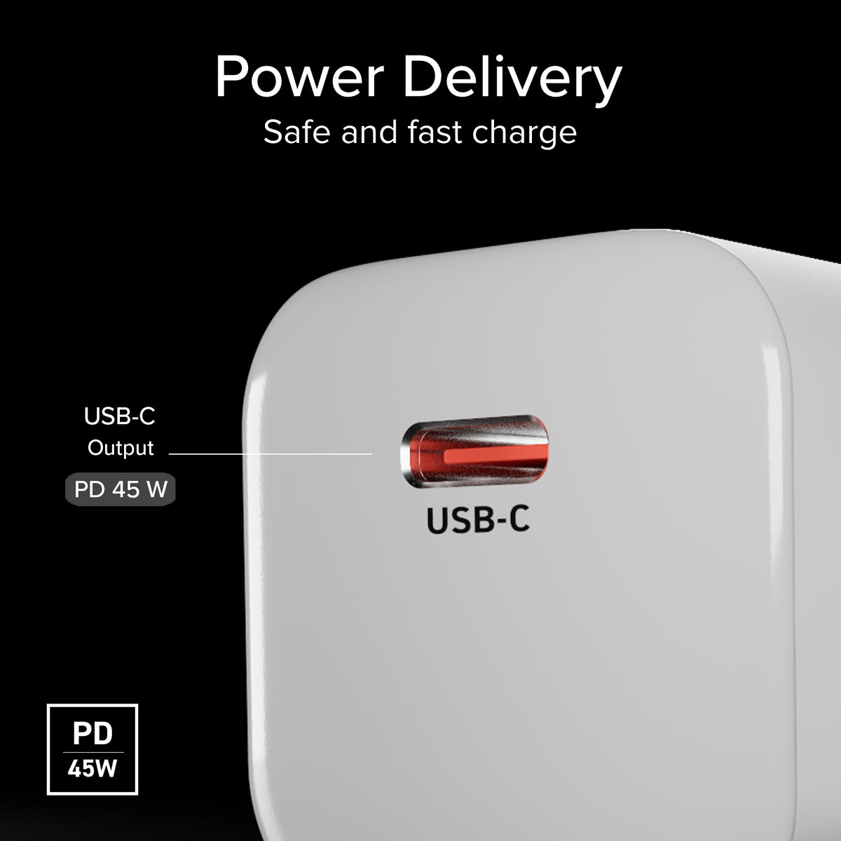 Ultrakompaktes Wandladegerät USB-C mit 45 W, Power Delivery 3.0 und PPS