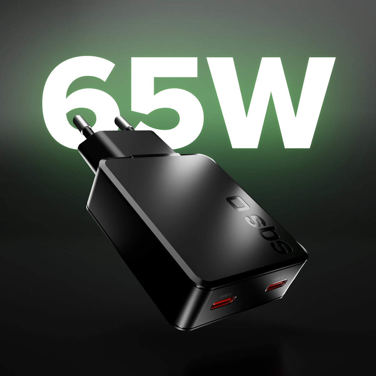Ultraflaches 65-W-USB-C-Wandladegerät mit 2 Ausgängen
