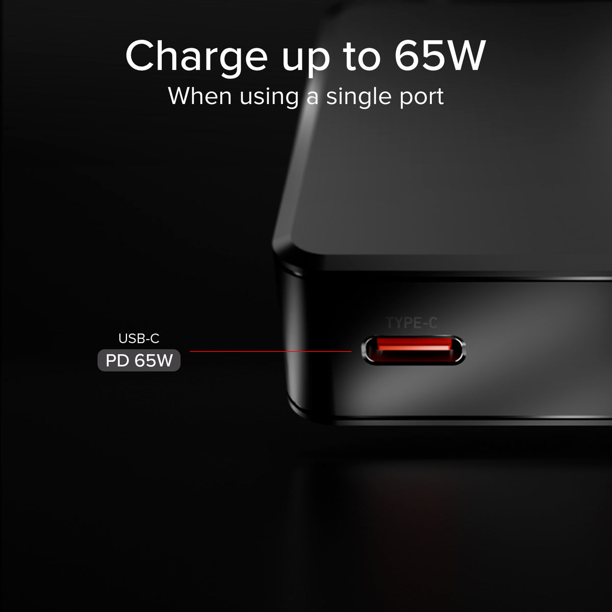 Ultraflaches 65-W-USB-C-Wandladegerät mit 2 Ausgängen