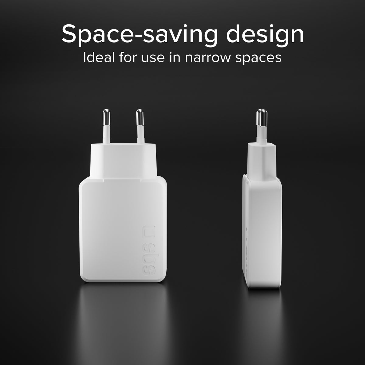 GaN ultraflaches 65-Watt-Ladegerät mit zwei USB-C Power Delivery-Anschlüssen, europäischer Stecker