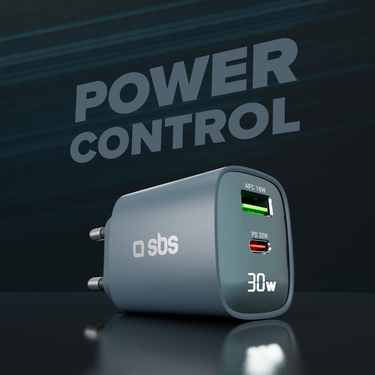 Wandladegerät mit LCD-Bildschirm, 1 USB-C-PD-30W-Ausgang, 1 USB-A-18W-Ausgang