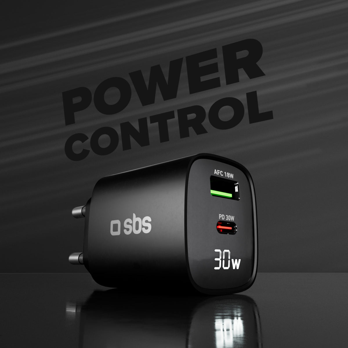 Wandladegerät mit LCD-Bildschirm, 1 USB-C-PD-30W-Ausgang, 1 USB-A-18W-Ausgang