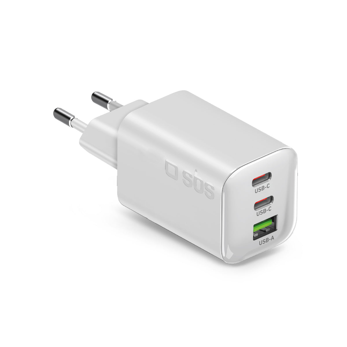 Cargador de pared GaN de 65W con 2 USB-C Power Delivery y USB-A para portátil, smartphone y tablet