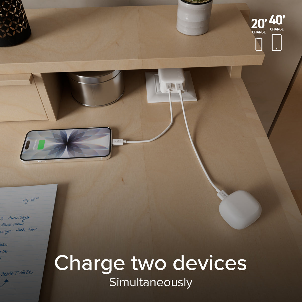 Chargeur mural Flexy 45 W avec prise pliable