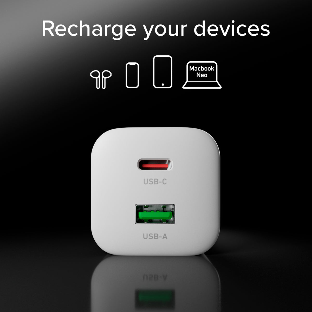 Kit de charge avec chargeur mural 20W GaN Power Delivery et câble USB-C 1,5 m