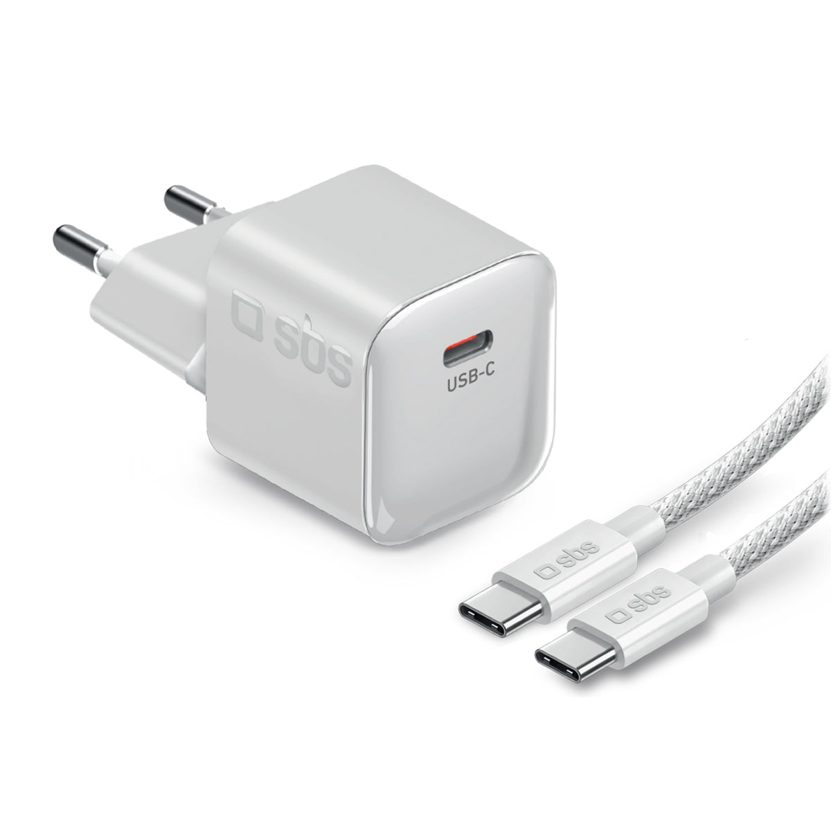 30W USB-C Power Delivery Ladegerät-Kit mit 1,5 m USB-C-Kabel und geflochtener Stoffummantelung