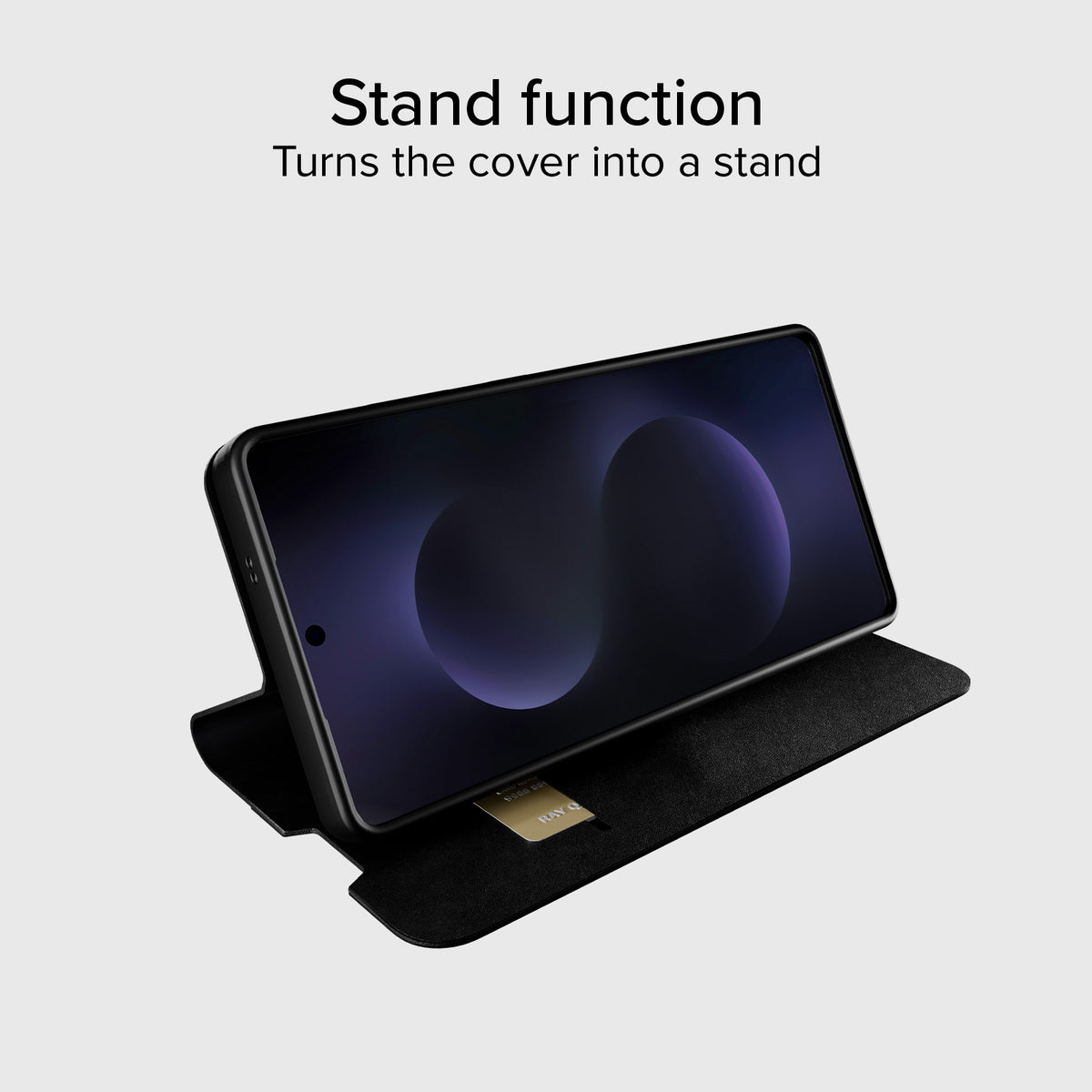 Book-style case with stand support and soft touch surface for Samsung S26+
