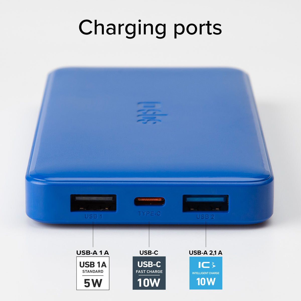 Power bank 10.000 mAh extra slim con porta USB 2.1A Intelligent Charge (IC)