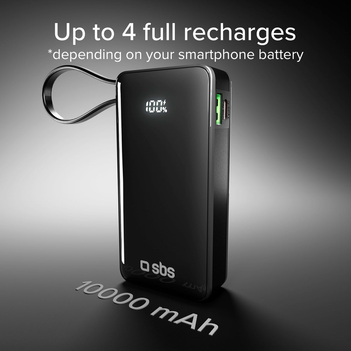 10.000 mAh-Powerbank mit integriertem USB-C Kabel