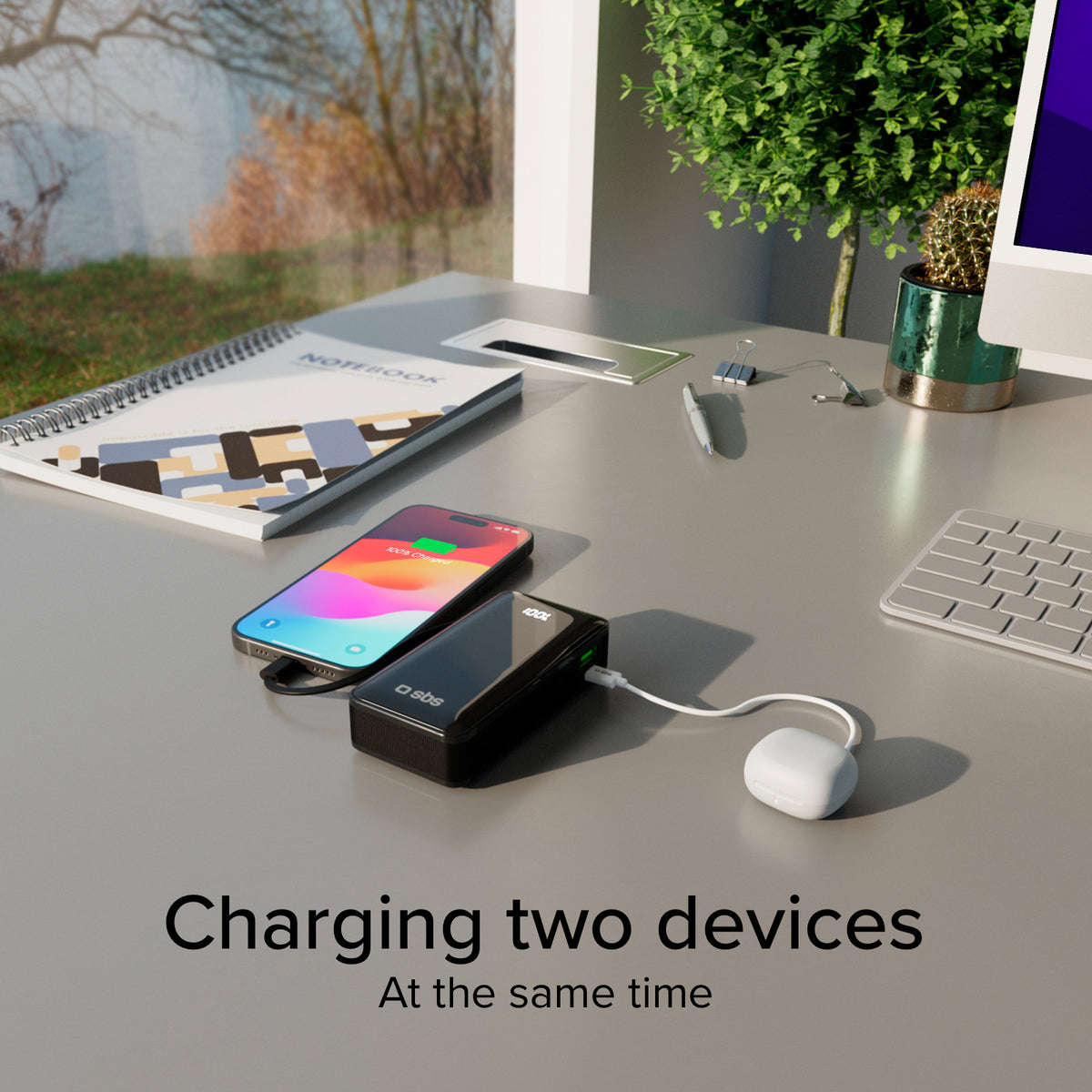 10.000 mAh-Powerbank mit integriertem USB-C Kabel