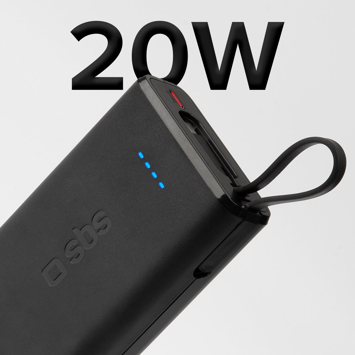 Powerbank Power Delivery 20 W 10000 mAh mit integriertem USB-C-Kabel