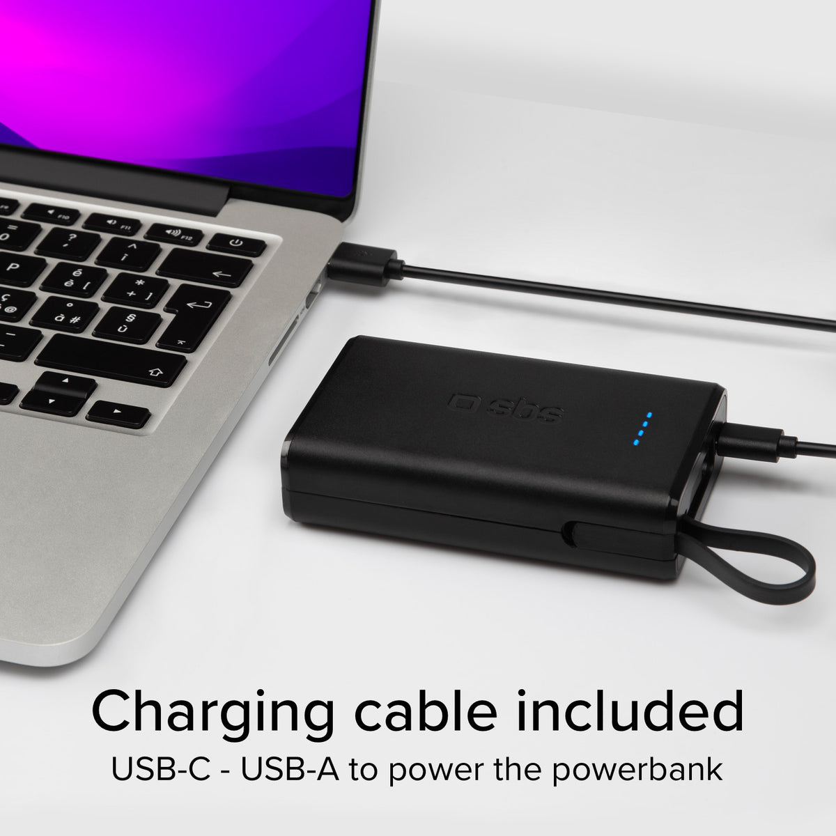 Powerbank Power Delivery 20 W 10000 mAh mit integriertem USB-C-Kabel