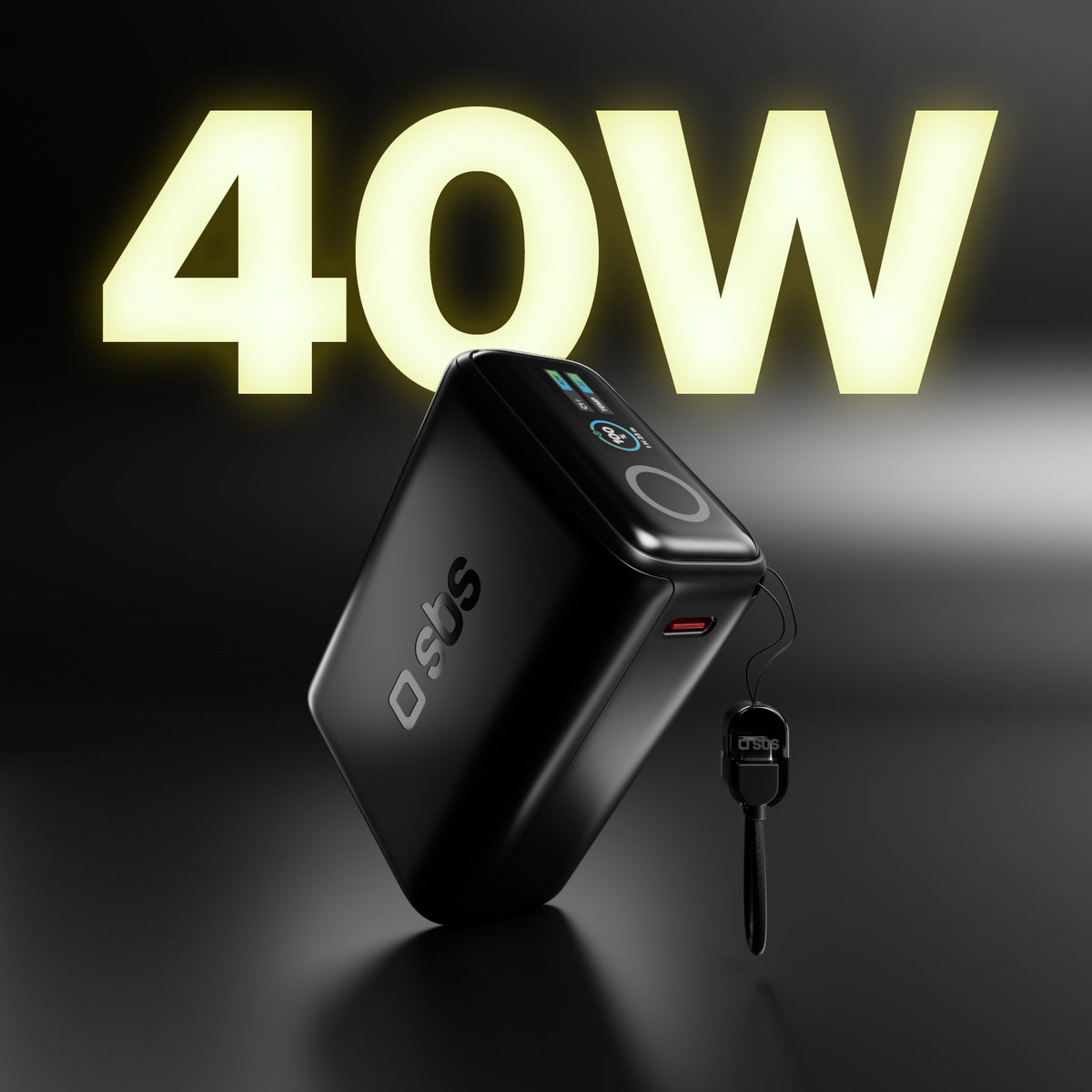Powerbank 10000 mAh 40 W Power Delivery 3.2 und AVS, inklusive USB-C-Kabel und TFT-Display