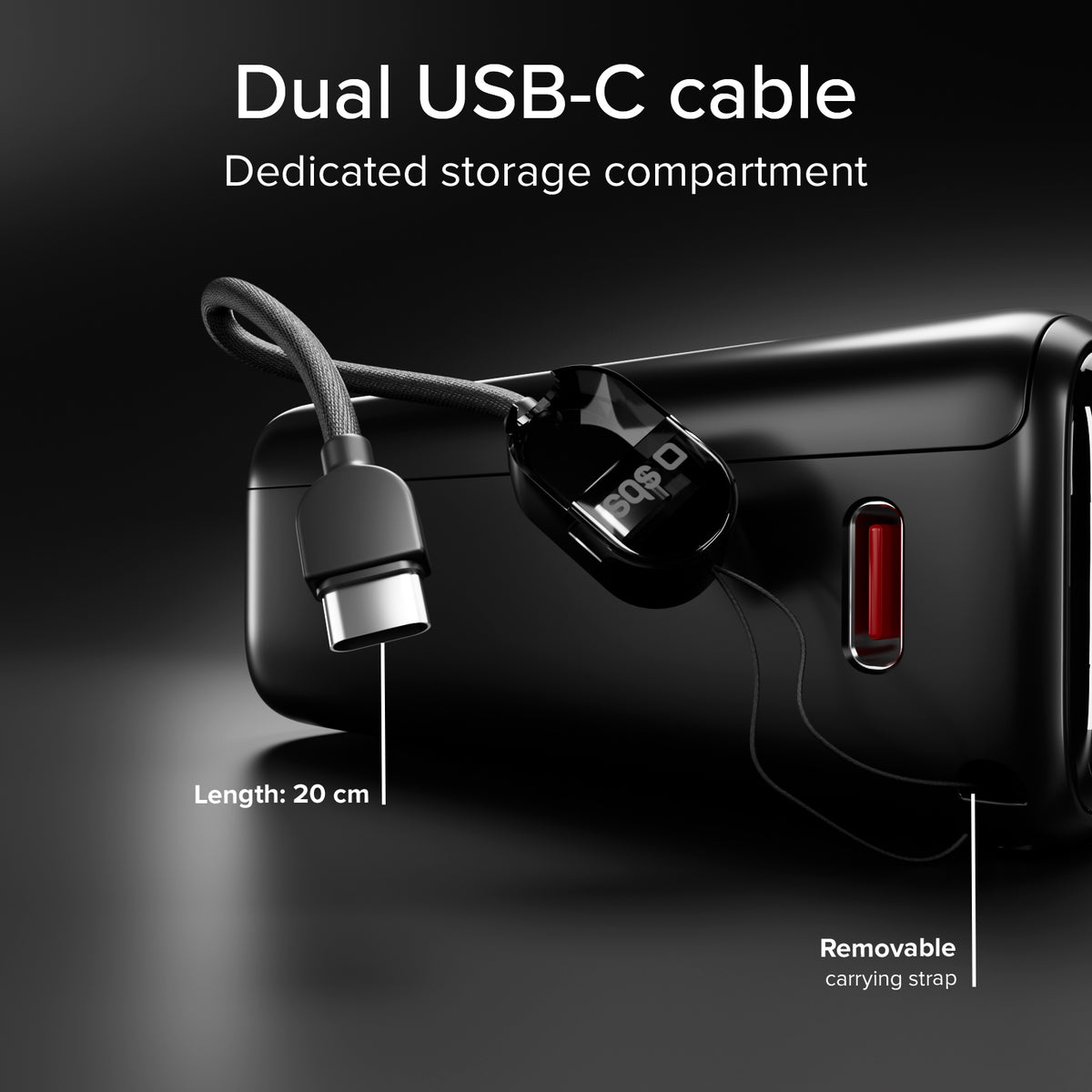 Powerbank 10000 mAh 40 W Power Delivery 3.2 und AVS, inklusive USB-C-Kabel und TFT-Display