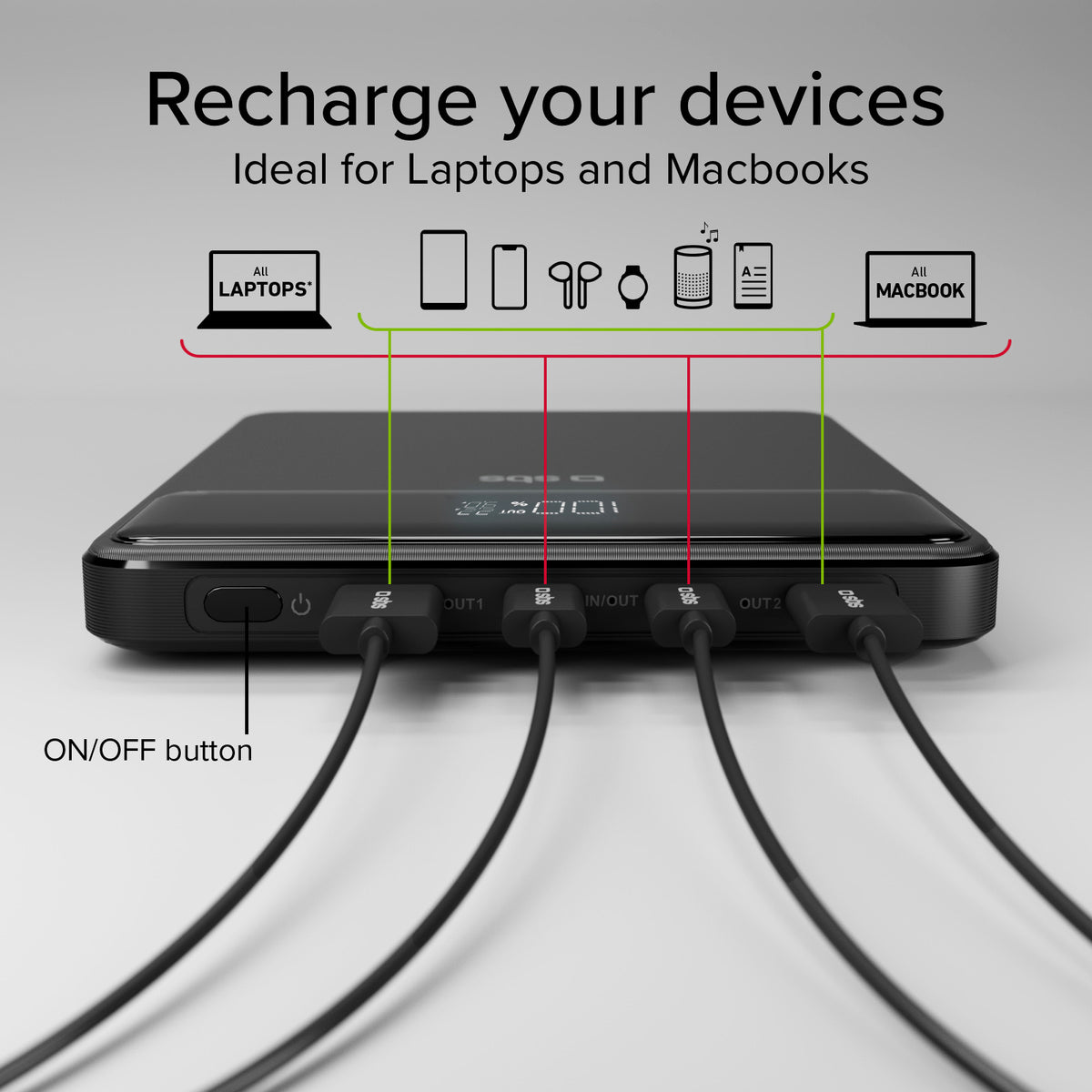 Ultra-schlanke Powerbank mit 20.000 mAh 100 Watt