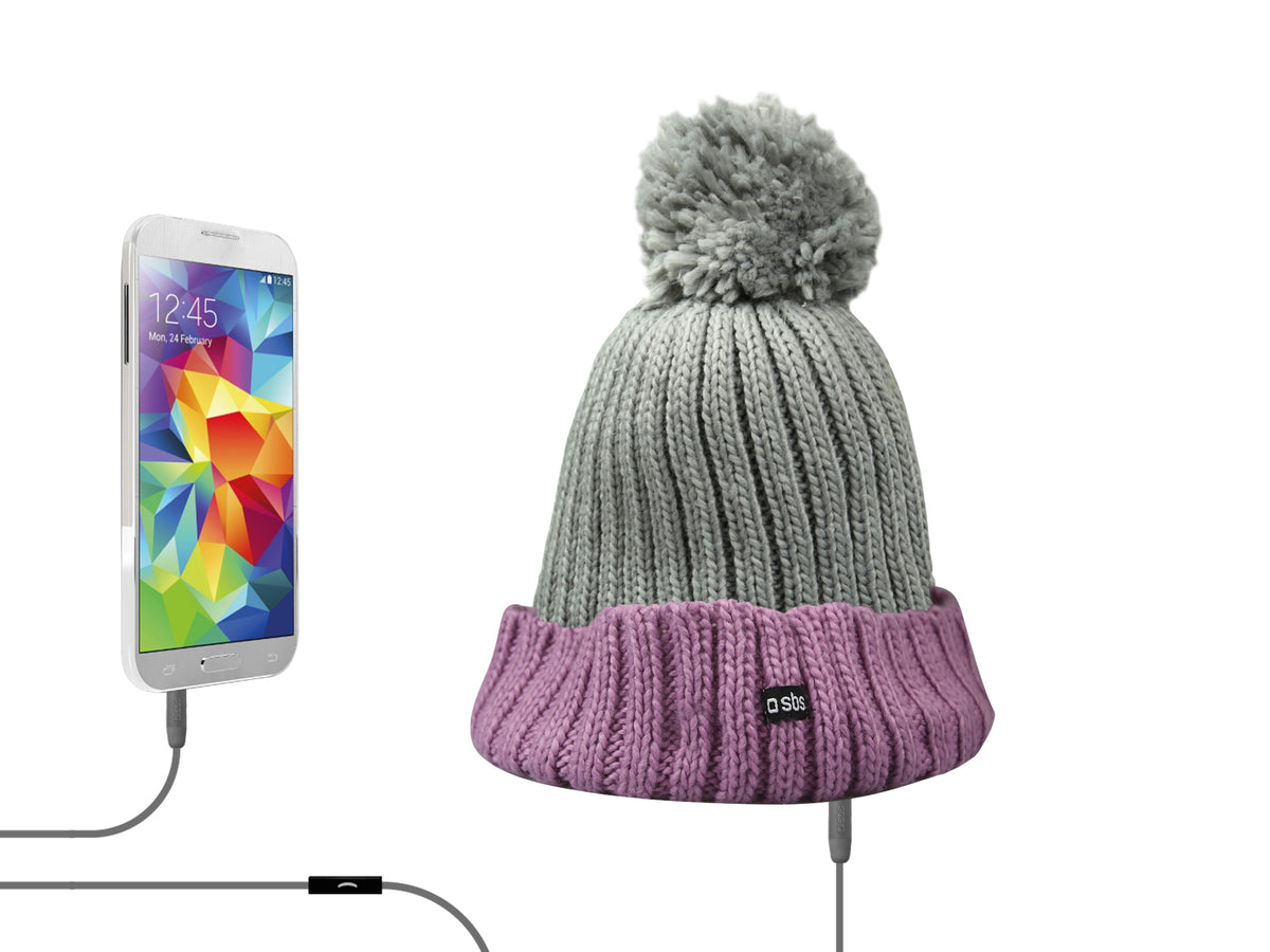 Winter hat with built-in stereo headphones and microphone