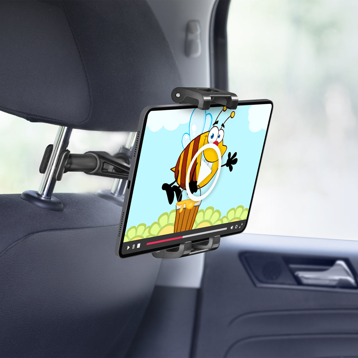 Headrest mount for smartphones and tablets up to 12.9"
