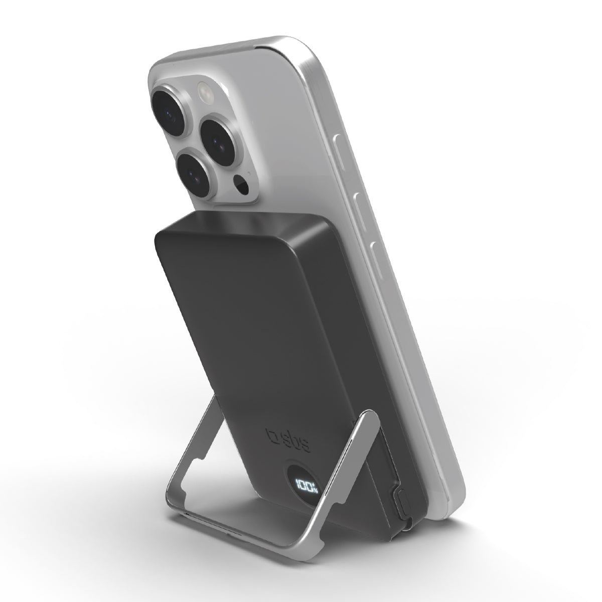 Powerbank mit 10.000 mAh, kabelloses Laden und integriertem Standfuß