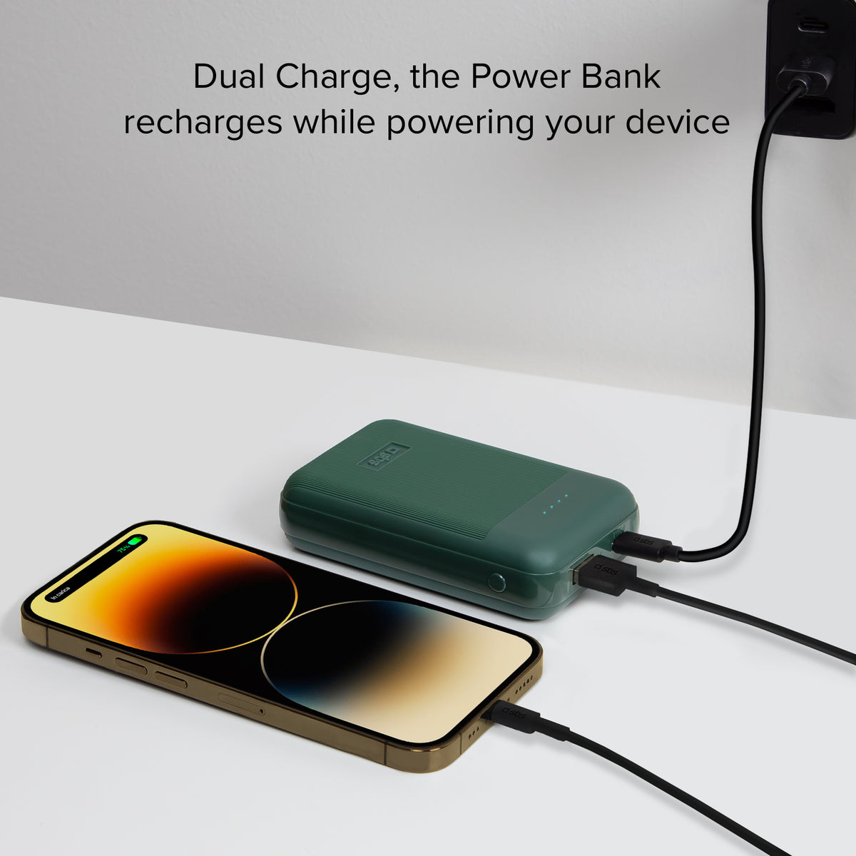 Powerbank Power Delivery 20W da 10.000 mAh, finitura soft touch e zigrinato