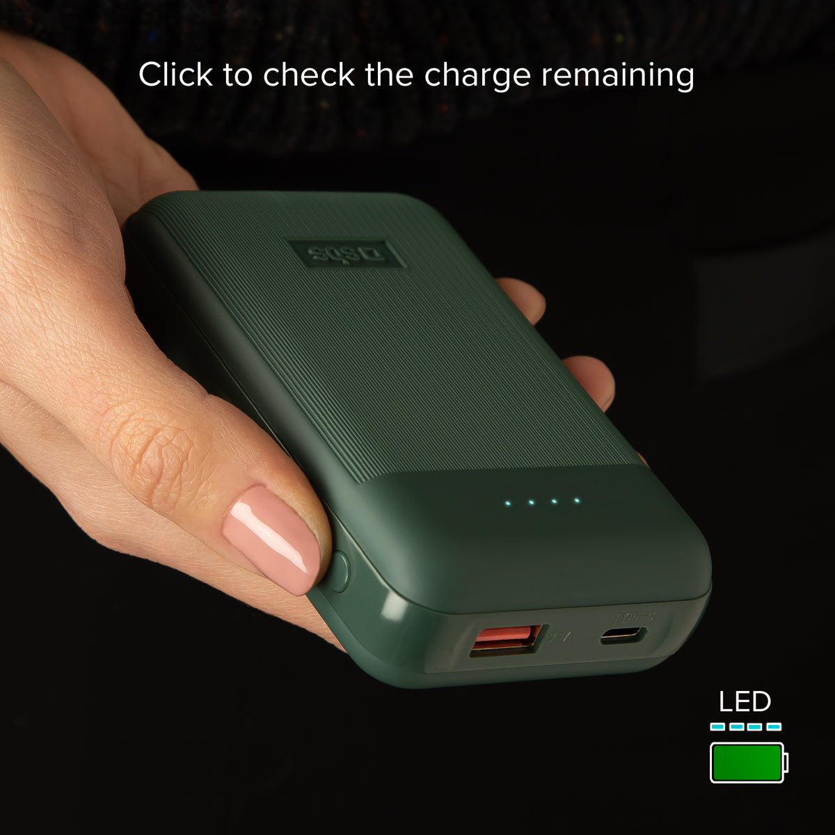 Powerbank Power Delivery 20W da 10.000 mAh, finitura soft touch e zigrinato