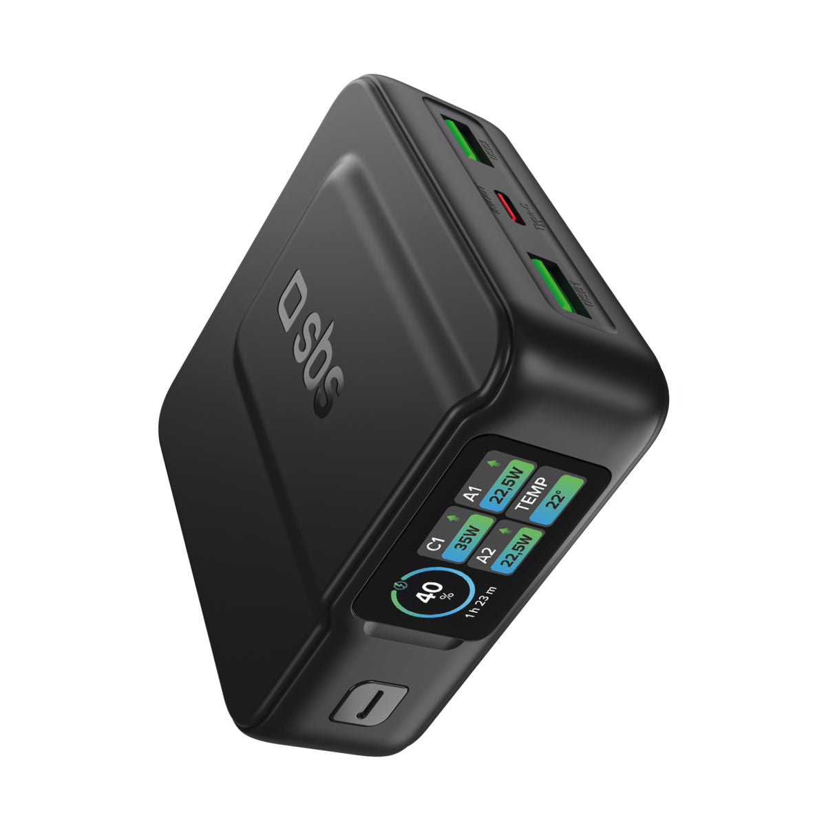 Powerbank 10.000mAh Power Control 2.0 mit Smart TFT Display und PD-Ladung bis 35W