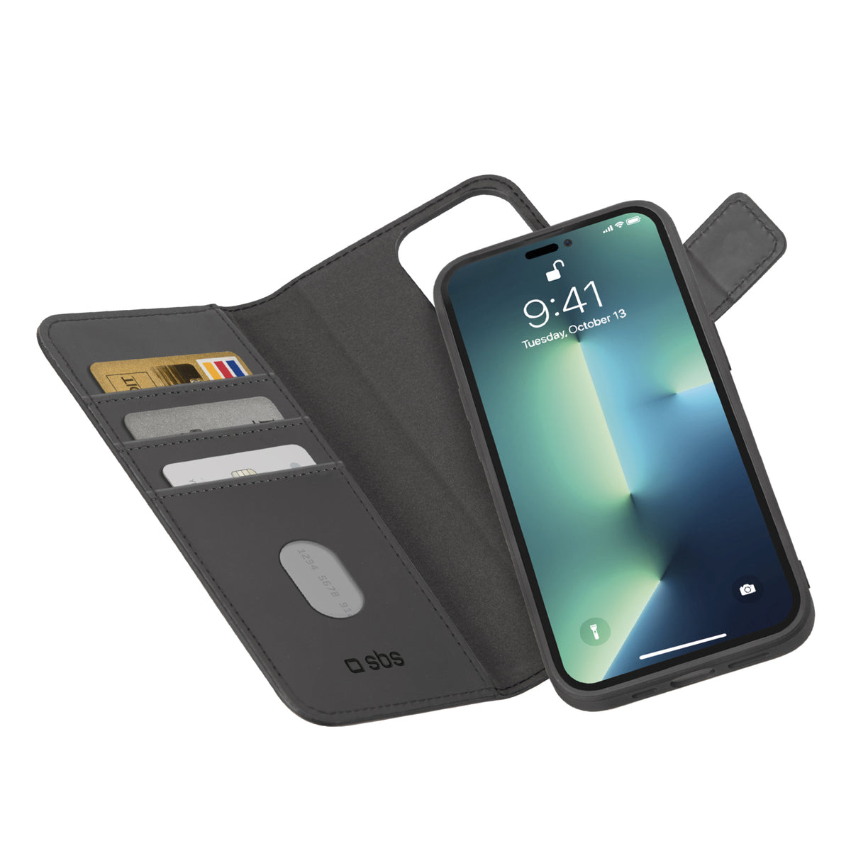 Hülle in Buchform mit abnehmbarer Abdeckung für iPhone 14 Pro