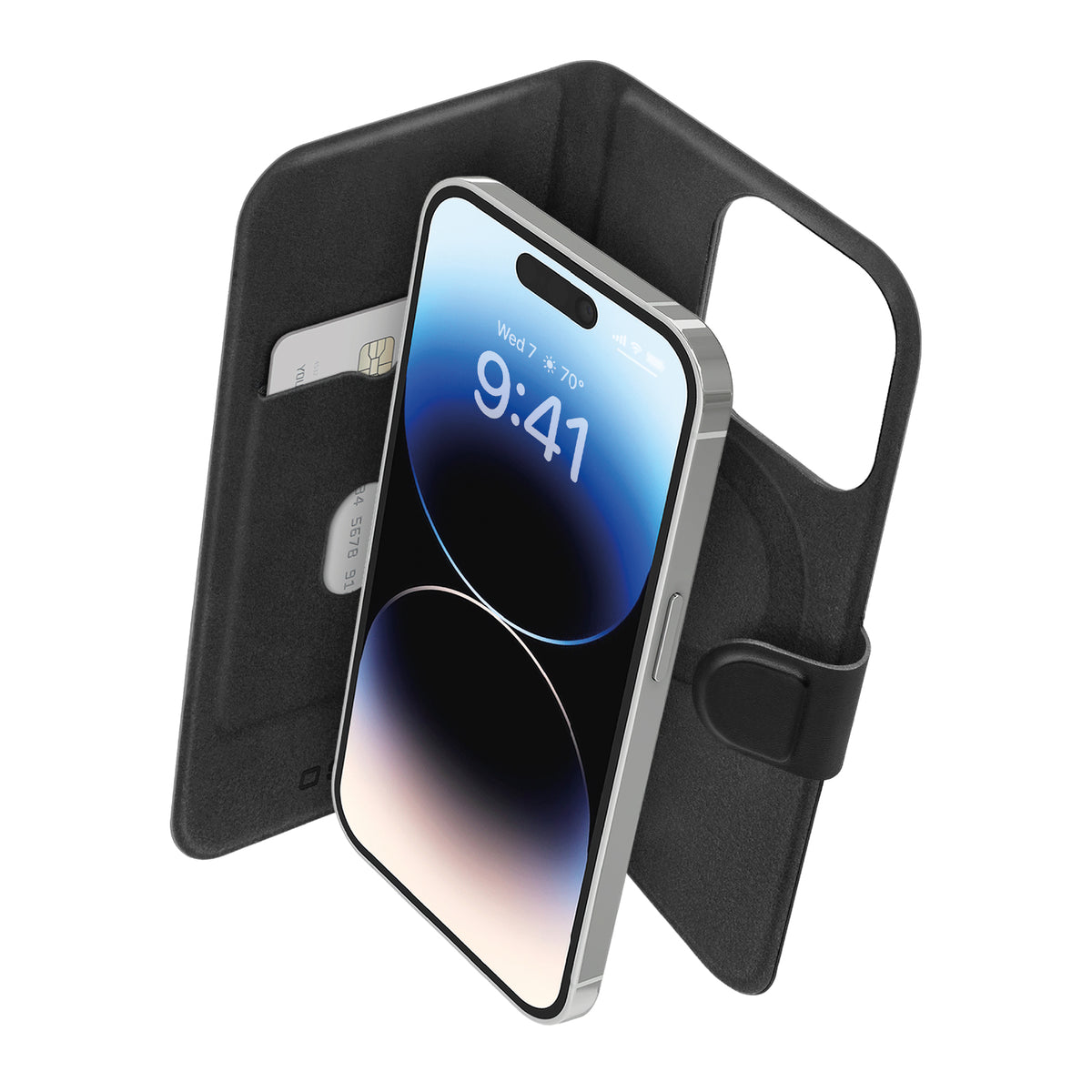 MagSafe-kompatibles Bookcase, schlankes Design, Kartenfach und Klappverschluss für iPhone 14 Pro/13 Pro