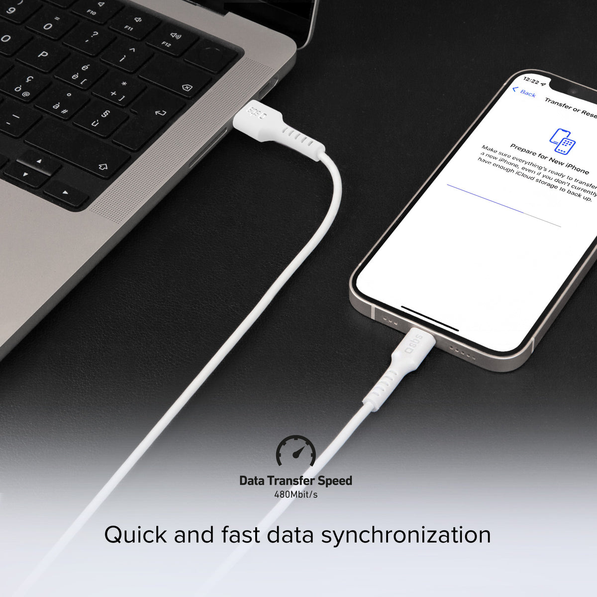Daten- und Ladekabel USB-A auf USB-C mit 1 Meter Länge