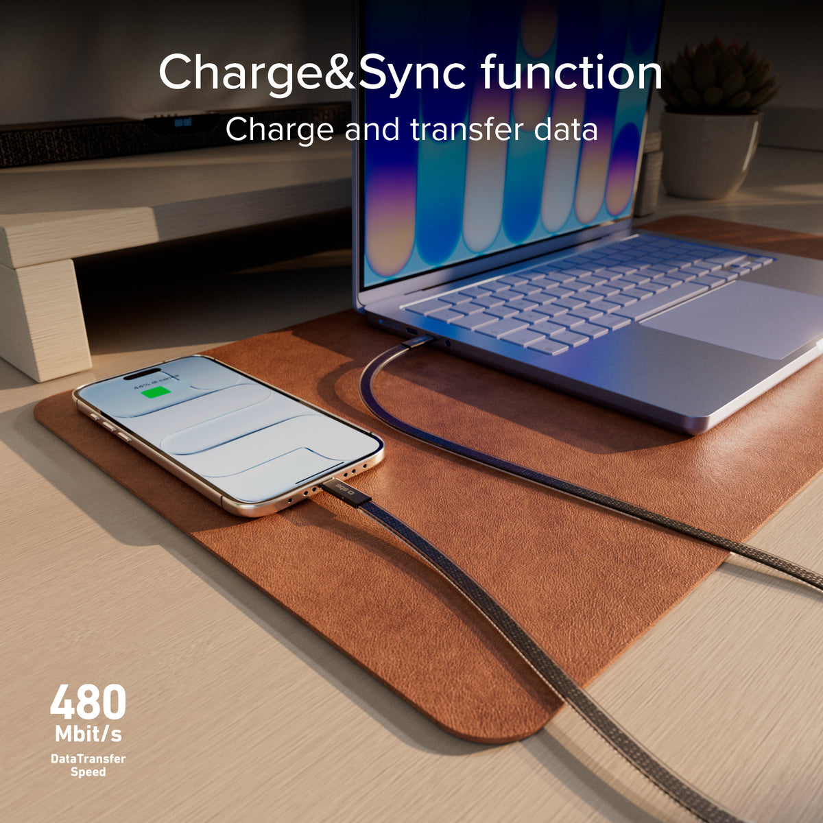 Schlankes Lade- und Datenkabel mit USB-C-2.0-Steckern, 1m